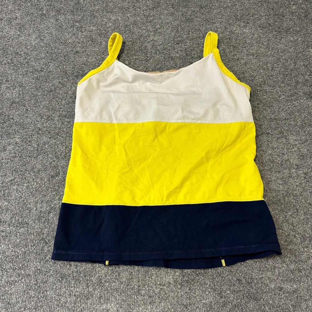 Lululemon Tank Top Womens Size 12 Yellow Colorblock Athletic Yoga Built-in Bra
